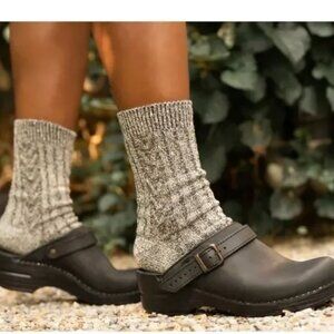 Dansko Ingrid Clogs Open Back Mules Slip On Shoes Oiled Leather Black Size 38 8